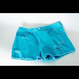 Aqua blue jean shorts!